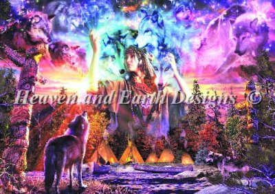 Diamond Painting Canvas - Wolf Maiden - Click Image to Close